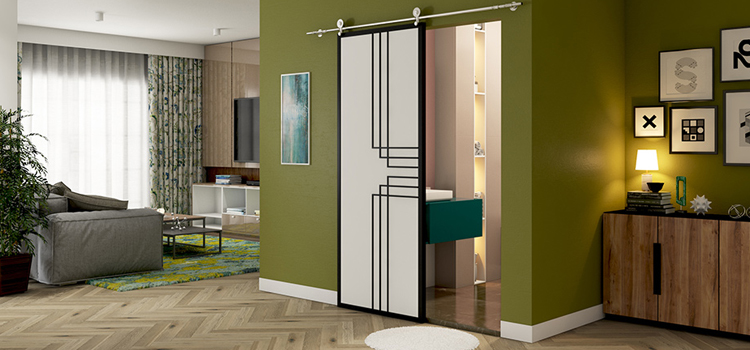 sliding bathroom door installation in Huron